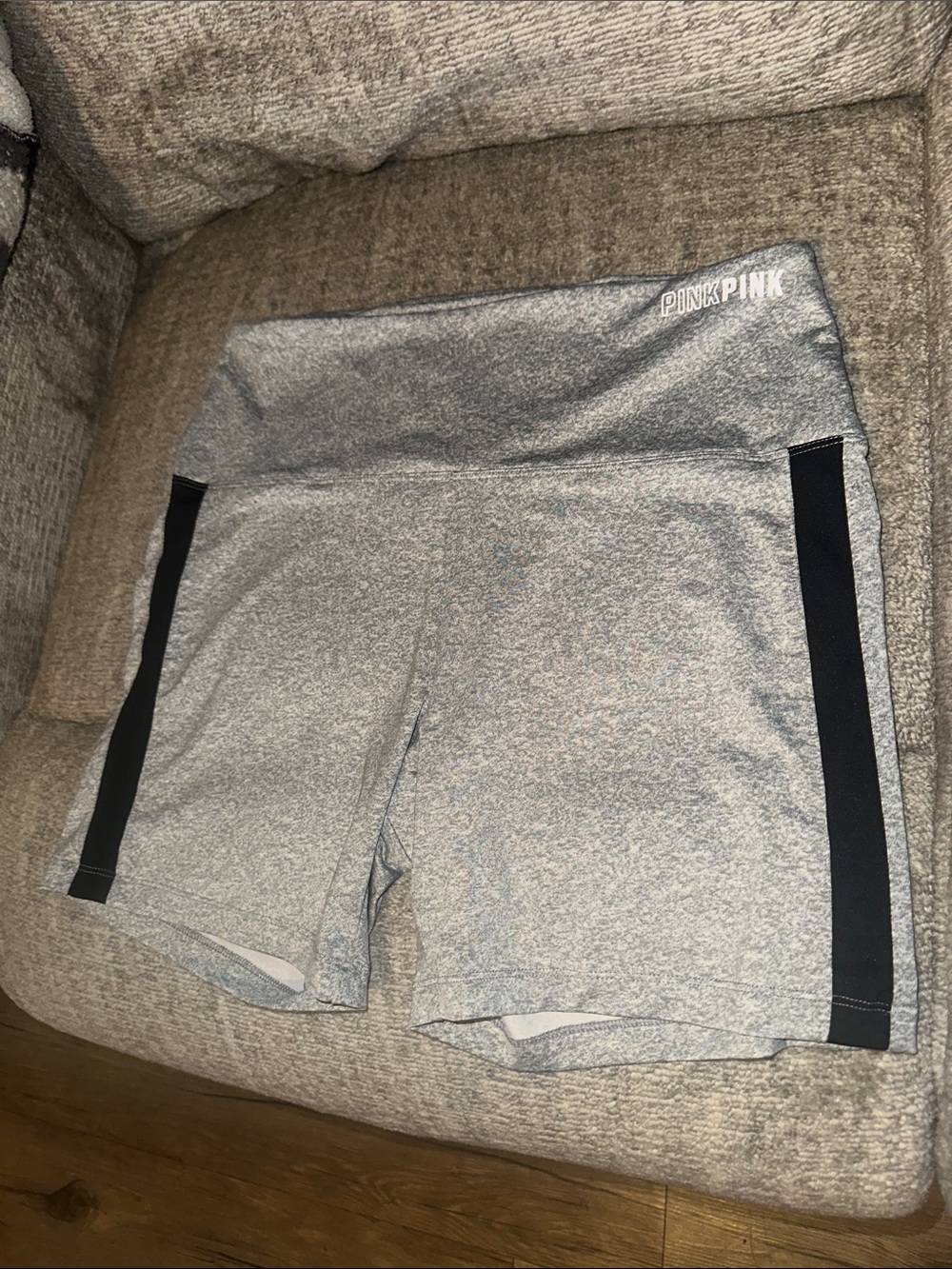 PINK Victoria's Secret Gray Bike Shorts with Black Side Panels